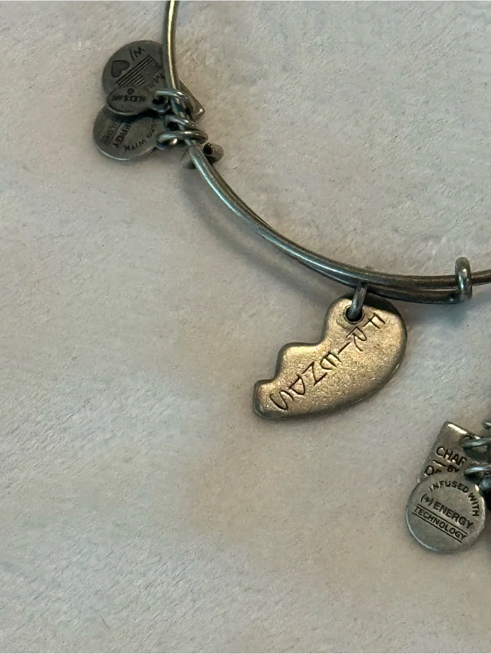 Alex and Ani “Friends” Broken Heart Charm Silver Bangle Bracelet Set